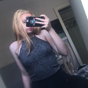 Ribbed high neck crop top